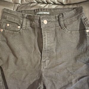 Fashion Nova High-Waisted Black Skinny Jeans, size 10